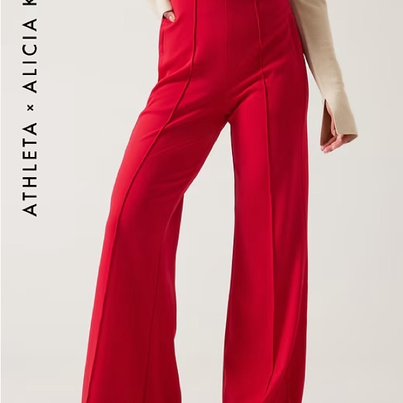 Athleta Pants - Athleta + Alicia Keys Limitless Tropical Red Wide-Leg Pants - 8 Tall